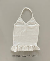 Dodori Polka Dot Hem Frill Halter Neck Layered Sleeveless Summer Top (4 colors)