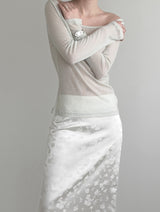 Renne See-through Boat Neck Long Sleeve Tee
