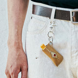 stud & wax thread lighter case keyring beige