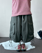 Down Loaf Two-Style Pigment Balloon Cargo Bermuda Shorts 3color