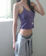 moti silver-ring deep glam tank top