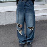 Denim damage pants