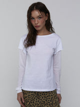 Layered Long Sleeve Top_White