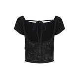 SPUARE NECK  BACKLESS RAGLAN TOP_Black