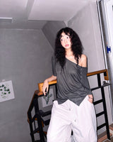 (2color) Shirring Wide Nylon Banding Pants