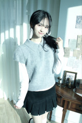 Angora Half-Puff Short-Sleeved Knitwear (2color)
