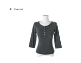 26FW★ [MADE] Fowor Henley Neck Button Slim Three Quarter T-Shirt
