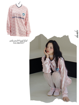 satin pink V-neck block core sweatshirt