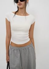 [B-BASIC] ベーシックリブボートネック半袖Tシャツ (2 SIZE)