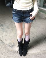 Deep blue denim shorts