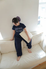  Friends Together Patchwork T Shirt - Navy (Fit Type)