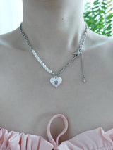 snow heart necklace | 하얀 눈 하트 목걸이