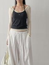 End Two-Tuck Nylon Banding Wide Pants