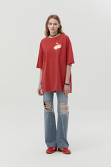 メルティングチェリーピグメントウォッシングTシャツ [RED]