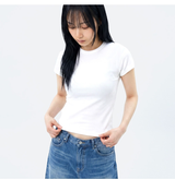 ストレッチコットンスリムショートスリーブTシャツ ホワイト