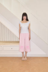 KIRI SKULL PATCH SWEAT BERMUDA SHORTS (PINK)
