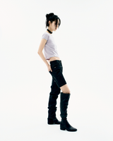 Detachable Button Denim Pants / Black