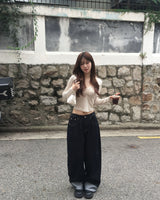 パンチングスクエアネックTシャツ