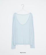 Levui Summer See-through V-Neck Layered Long Sleeve Tee