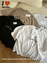 プレミアムコットンオーバーサイズフィットラウンド半袖Tシャツ