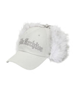 FAUX FUR HOTFIX LOGO EARFLAP CAP_GREY