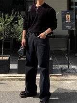 Dique velvet henley-neck round knitwear