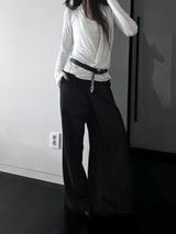 loose V-wrap shirring T (2color)