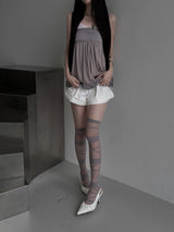 layered mesh chiffon balloon top