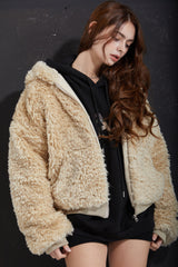 FUR ZIP-UP -BEIGE