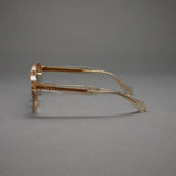 Vatic Vintage Optical Soto Champagne 8mm thick-cut acetate frame glasses with light blue lenses