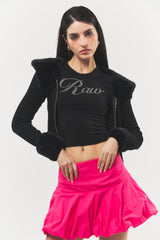 Logo Cubic Crop Top Black