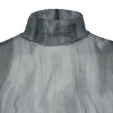 8287 Graffiti Logo Sheer Long Sleeve Turtleneck Top (Gray)