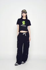 25SS ALIEN BEAR CROP SHORT SLEEVE T-SHIRT BLACK