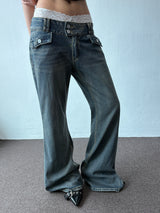 Double Button Semi-Loose Bootcut Pants 2color