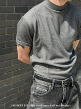 [MUSCLE FIT] スリットモックネックハーフニット(3color)