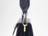 LAZEL MINI CROC ショルダーレザーバッグ / Wani Navy