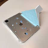 ブルー レイン ドット パターン Yフォールド iPad ケース