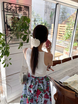 Cosymosy White Camellia Scrunchie