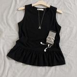 hem frill sleeveless flare layered inner top (4 colors)
