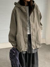 [unisex] オシャロウォッシングオーバーフードジャケット