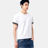 ロールスリーブクロップド半袖Tシャツ ホワイト