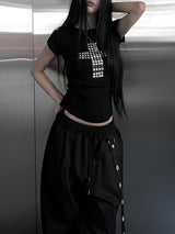 metallic cross stud short sleeve (3color)