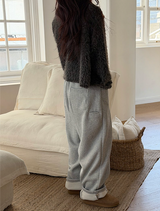 Hairy crop round knit cardigan(3color)