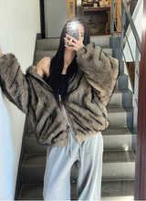 [Unisex] ファー2ウェイフードジップアップ(4color)