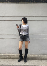 RIB U-NECK CARDIGAN