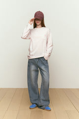 CURVE LINE WIDE-FIT DENIM PANTS [BLUE]