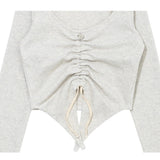 LILY SHIRRING STRING TOP_OATMEL