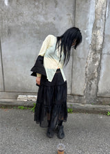 シースルーフリルロングスカート