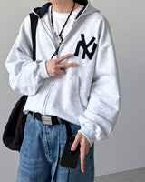 Applique クロップフードジップアップ
