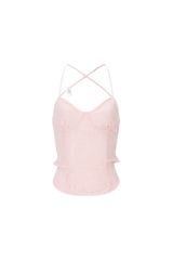 レース バックレス トップ ピンク バタフライ